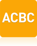 Zu sehen ist ein kleines orangefarbenes Quadrat mit runden Ecken auf dem in weißer Schrift die 4 Buchstaben ACBC für Adaptive Choice Based Conjoint zu lesen sind. Dieses Quadrat ist ein Button, der zu einem Conjoint Beispielfragebogen führt.