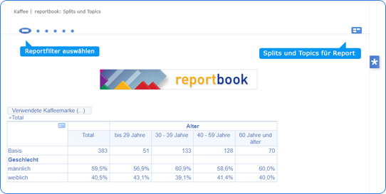 Screenshot von reportbook - das beste Analyzer Dashboard für Marktforscher