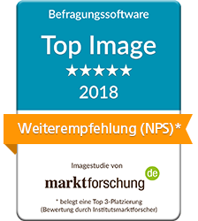 Das Beste von der Befragungssoftware CIS ist laut marktforschung.de Image-Studie 2018: die Weiterempfehlungsbereitschaft (NPS) die Serviceorientierung, Innovation & Kreativität, das Preis-Leistungs-Verhältnis und der Funktionsumfang.