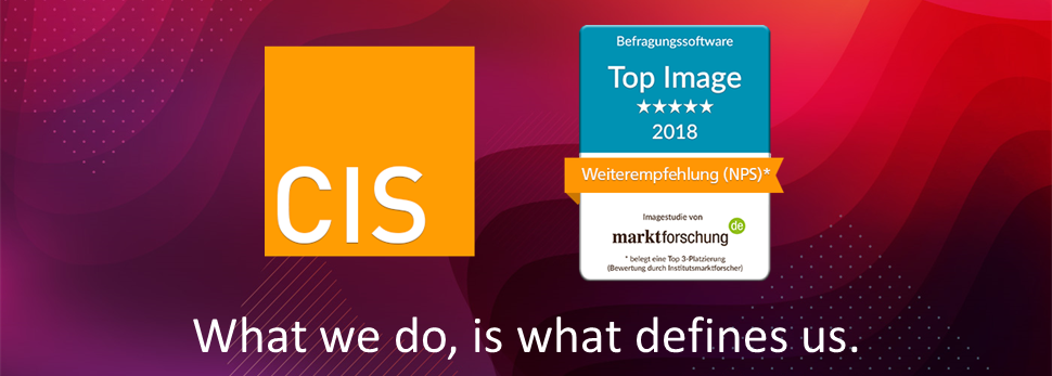 Das Beste von der Befragungssoftware CIS ist laut marktforschung.de Image-Studie 2018: die Weiterempfehlungsbereitschaft (NPS) die Serviceorientierung, Innovation & Kreativität, das Preis-Leistungs-Verhältnis und der Funktionsumfang.