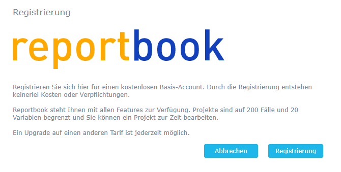 Bestes vom Dashboard reportbook.de für Marketing und Marktforschung - Registrierung